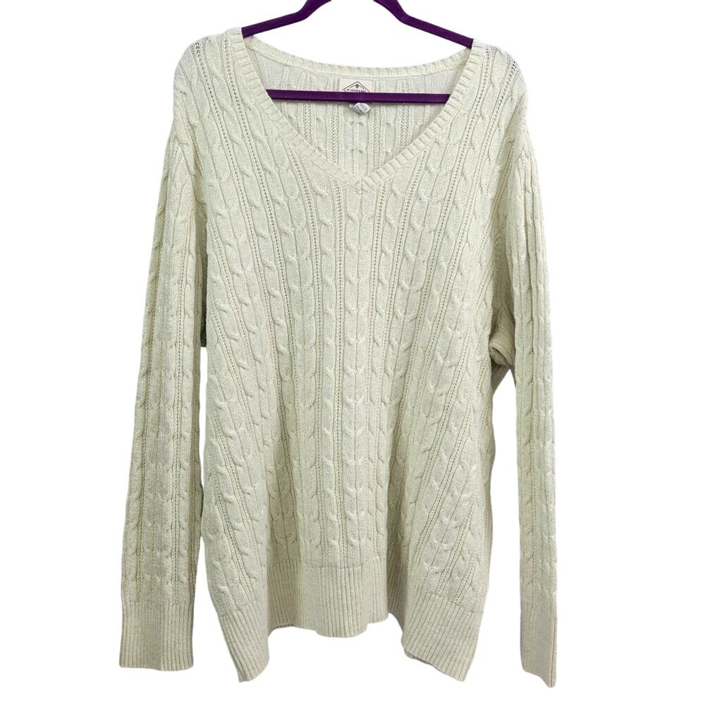St John's Bay Creme Cable Knit Sweater‎ Women's Size 3X